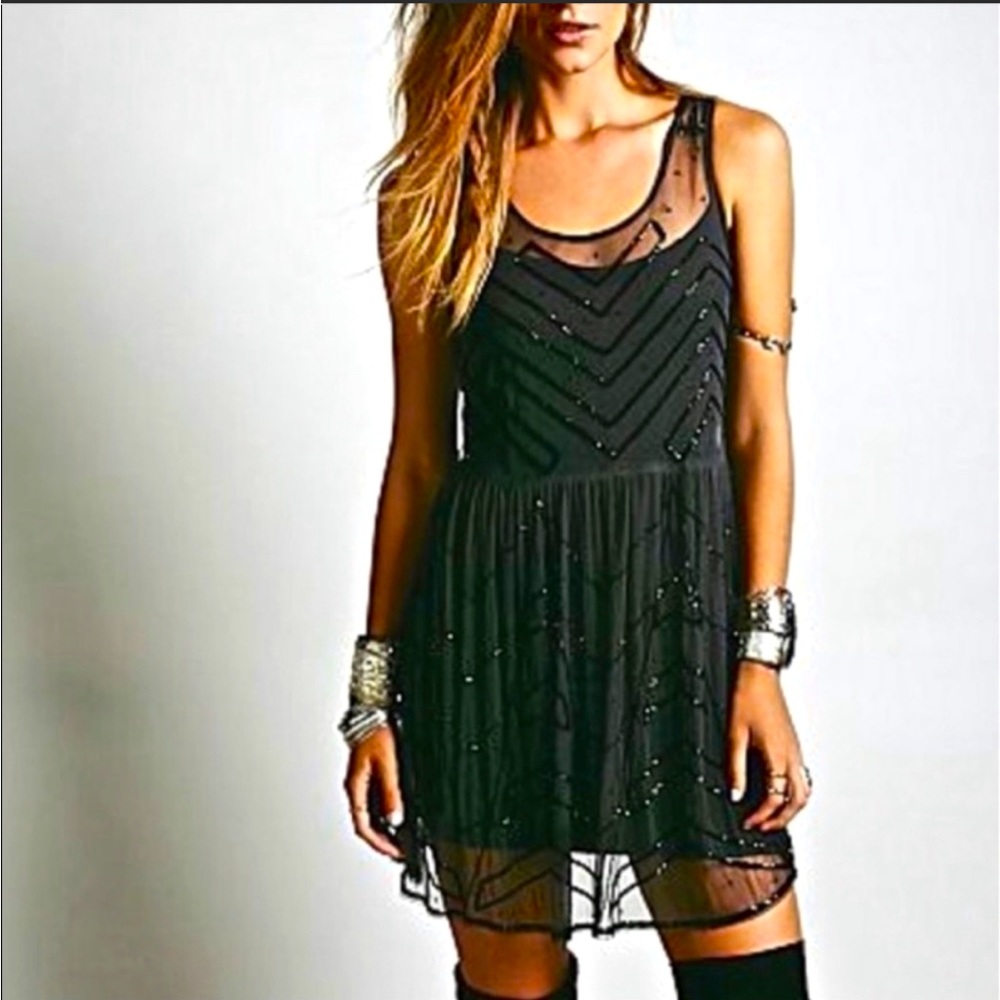 SOLD Free People Starry Nights Beaded Slip Dress S